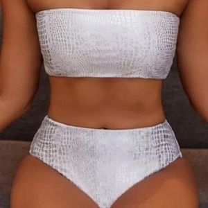 Metallic Crocodile High Waisted Bikini